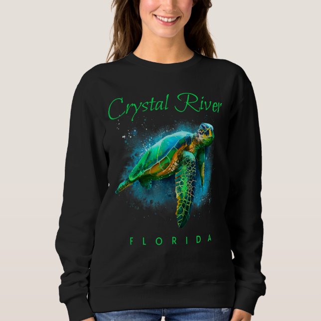 Camiseta Crystal River Florida Watercolor Sea Turtle (Frente)