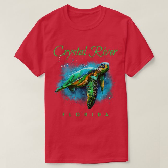 Camiseta Crystal River Florida Watercolor Sea Turtle (Frente do Design)