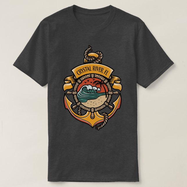 Camiseta Crystal River Florida West Coast Beaches Barco F (Frente do Design)