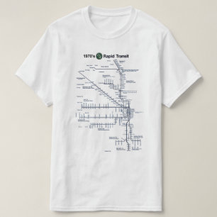 Camiseta CTA "L" Rapid Transit 1970s Map Chicago, Illinois