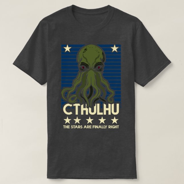 Camiseta Cthulhu As Estrelas estão finalmente certas 3 (Frente do Design)