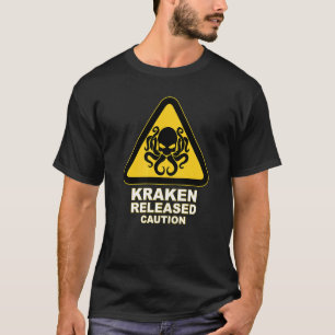 Camiseta Cthulhu Caution Kraken Libertou Aviso