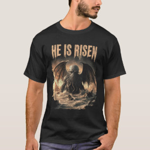 Camiseta Cthulhu, Ele Ressuscitou, Horror da Páscoa Vintage