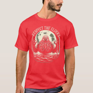 Camiseta Cthulhu Respeite os Anciãos Vinho de Terror Cósmic