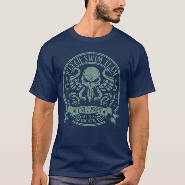 Camiseta Cthulhu Rlyeh Swimeam Cosmic Horror Cthulhu family (Frente)