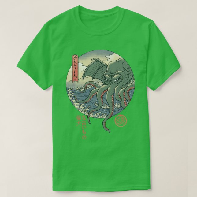 Camiseta Cthulhu Ukiyoe (Frente do Design)