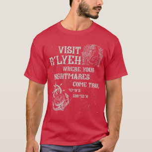 Camiseta Cthulhu Visita Coordenadas de Rlyeh Horror Cósmico
