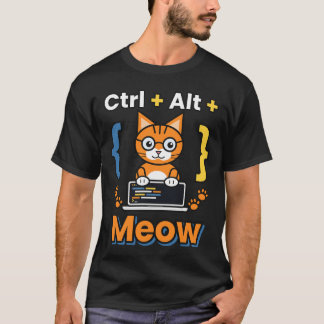 Camiseta Ctrl Alt Meow Programador Gato Geek Codif