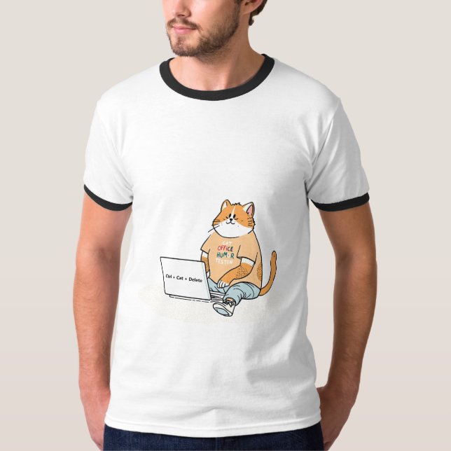 Camiseta Ctrl Cat Delete Funny Cat Laptop Tee (Frente)