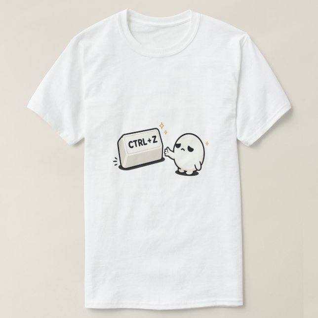 Camiseta Ctrl Z Desfaça Erros - Personagem Engraçado de Tec (Frente do Design)