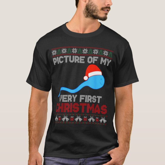 Camiseta Cture do meu primeiro Natal - Esperma engraçado Sa (Frente)