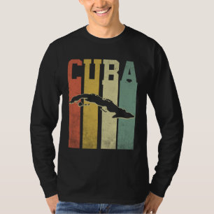 Camiseta Cuba Antigo Mapa da Ilha Cubana Orgulho Caribenho