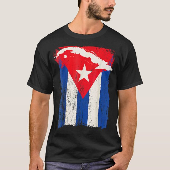 Camiseta Cuba: Bandeira Suporte País Cubano Mapa Gráfico Cu (Frente)