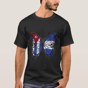 Camiseta Cuba E Honduras Misturam Borboleta Metade Cubana