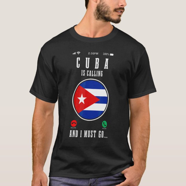 Camiseta Cuba Está Chamando E Eu Devo Ir  Bandeira Cubana 1 (Frente)