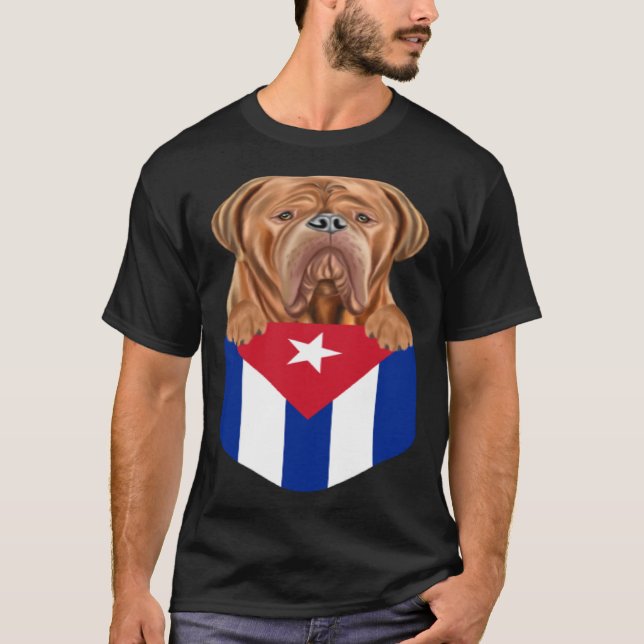 Camiseta Cuba Flag Dogues de Bordeaux Dog In Pocket (Frente)
