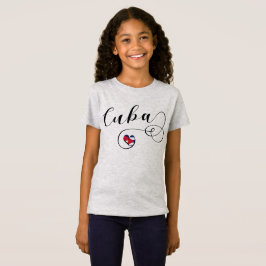 Camiseta Cuba Flag Heart, Orgulho do Patrimônio Cubano