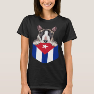 Camiseta Cuba Flag Miniature Bull Terrier Dog Pocket