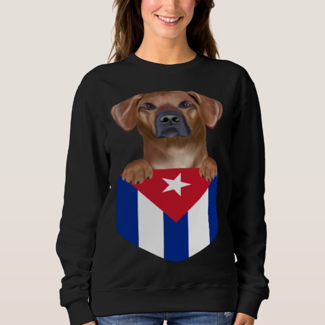 Camiseta Cuba Flag Rhodesian Ridgeback Dog In Pocket (Frente)