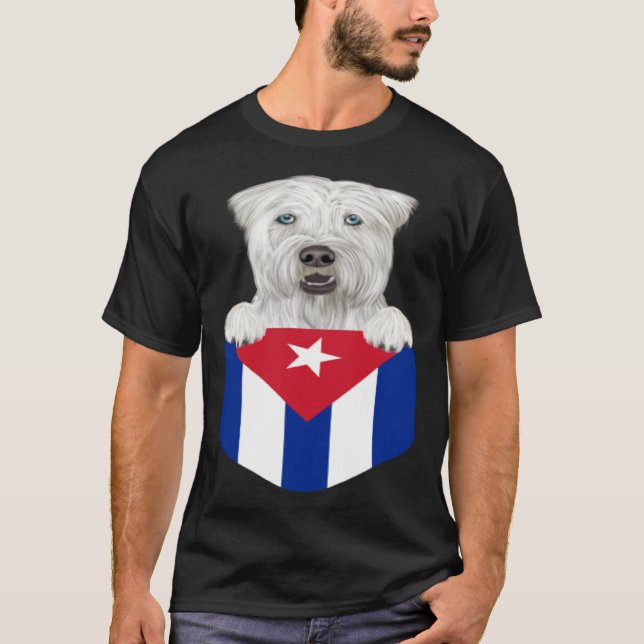 Camiseta Cuba Flag Soft Coated Wheaten Terrier Dog In Pocke (Frente)
