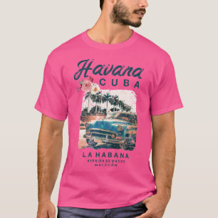 Camiseta Cuba Havana Clássico Carro La Habana Vintage Cuban