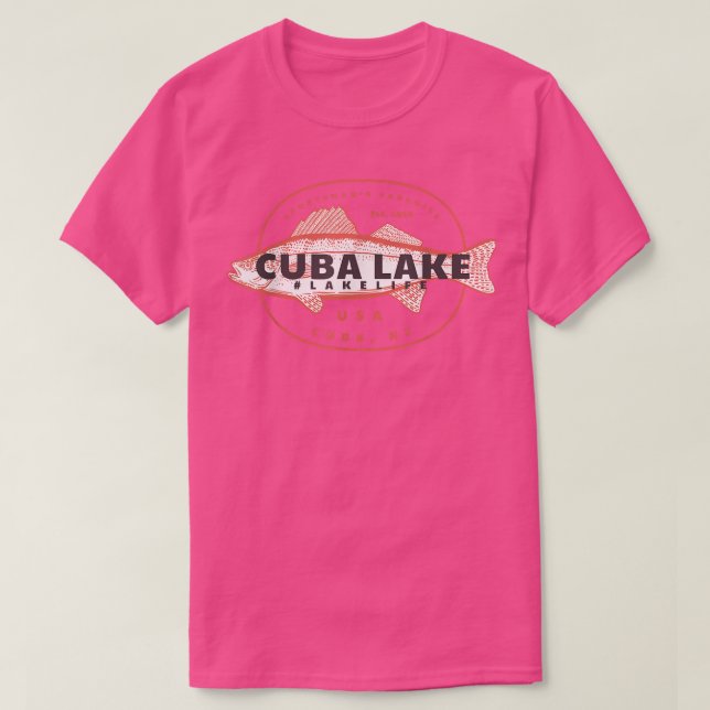 Camiseta Cuba Lago Nova York NY Lakelife Pesca Arando (Frente do Design)