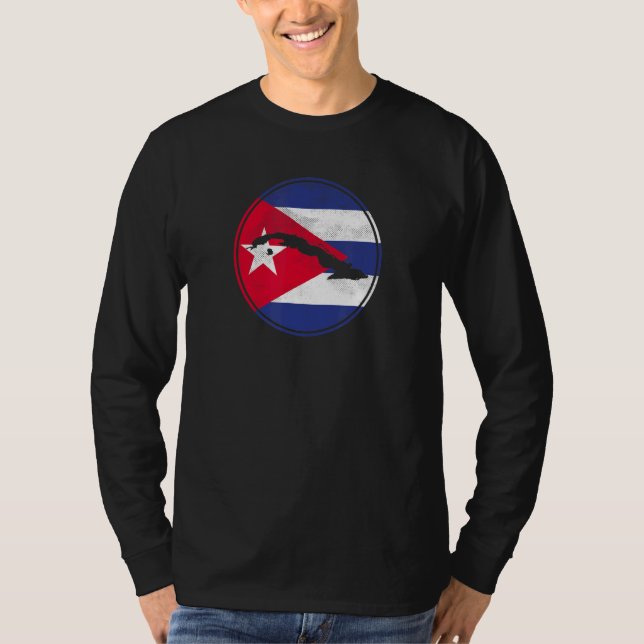 Camiseta Cuba - Mapa Vintage - Bandeira Cubana (Frente)