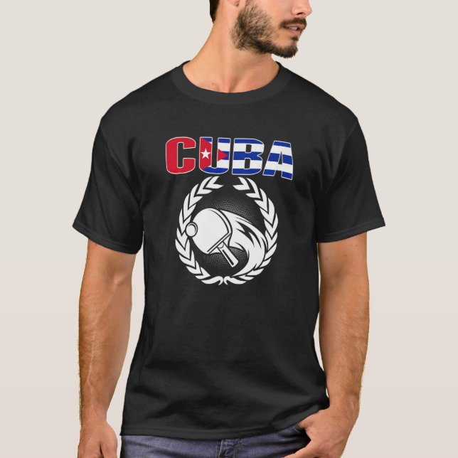 Camiseta Cuba Mesa Tênis Cubano Ping Pong Apoiador por espo (Frente)