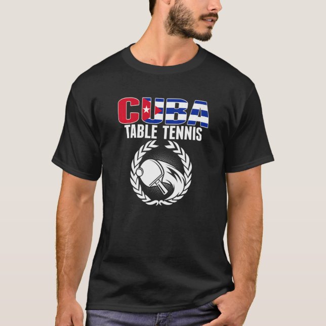 Camiseta Cuba Mesa Tênis Cubano Ping Pong Apoiador por espo (Frente)