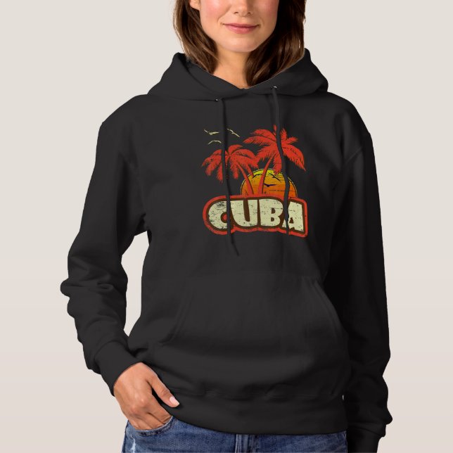 Camiseta Cuba Summer Palm Trees 80s Beach Sunset (Frente)