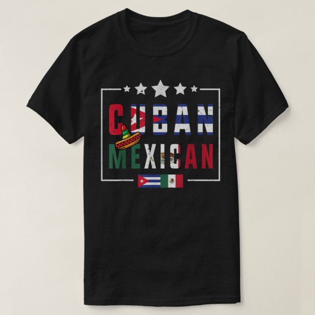 Camiseta Cuban and Mexican Flag shirt Half Cuban Half Mexic (Frente do Design)