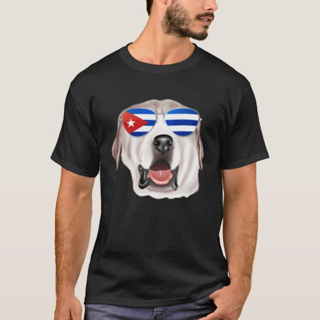 Camiseta Cuban Flag Great Pyrenee Dog Cuba Pocket (Frente)