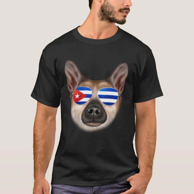 Camiseta Cuban Flag Norwegian Buhund Dog Cuba Pocket (Frente)