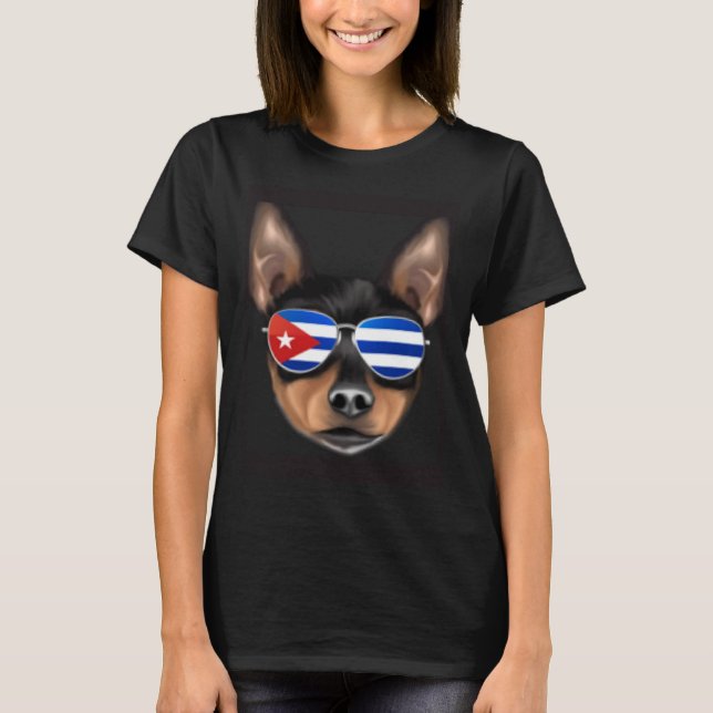 Camiseta Cuban Flag Toy Fox Terrier Dog Cuba Pocket (Frente)