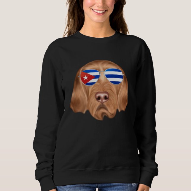 Camiseta Cuban Flag Wirehaired Vizsla Dog Cuba Pocket (Frente)