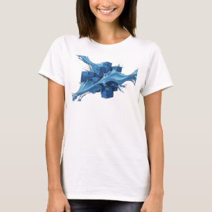 Camiseta Cubes Abstratos Azuis de Design Visual Criativo