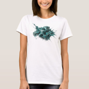 Camiseta Cubes Abstratos Expressivos em Azul Verde Designer