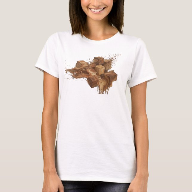 Camiseta Cubes Abstratos Laranja Elegantes Design Visual (Frente)