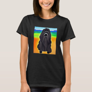 Camiseta Cubismo Cachorro Negro da Terra Nova Negra