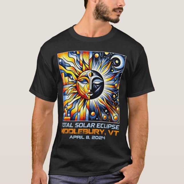 Camiseta Cubismo Eclipse Solar Total Middlebury Vermont (Frente)