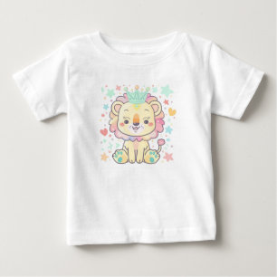 Camiseta Cubo de Leão de Cartoon Bonito com Camisa-T de Beb