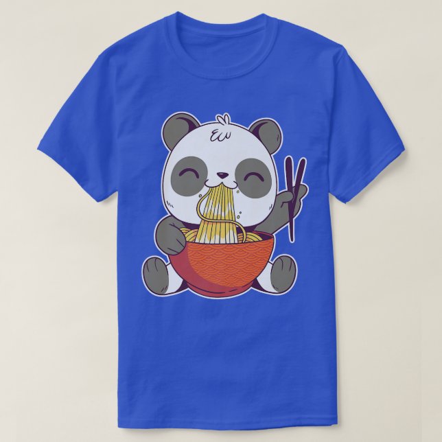 Camiseta Cubo De Panda Cubo Comendo Ramen Noodles Kawaii An (Frente do Design)