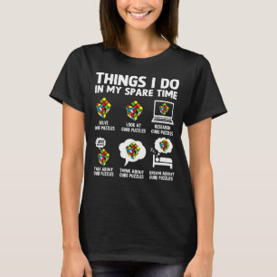 Camiseta Cubo de Puzzle de Coisas que Faço no Meu Tempo Liv