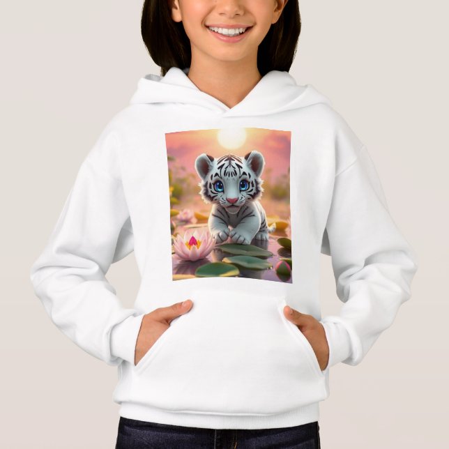 Camiseta Cubo de Tigre Branco lúdico nos pântanos da Índia (Frente)