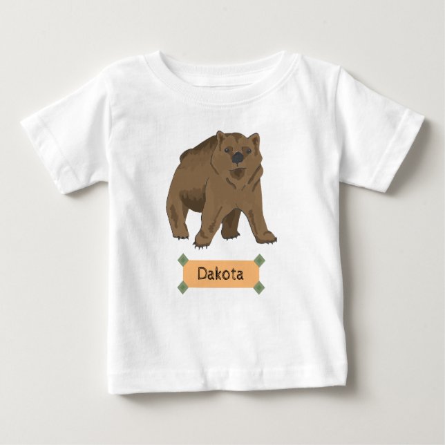 Camiseta Cubo de Urso Castanho Bonito com Nome (Frente)