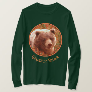 Camiseta Cubo de Urso Grizzly em Arte de Vida Selvagem de P