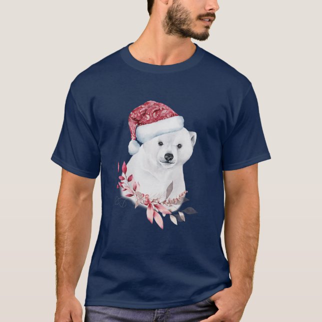 Camiseta Cubo de Urso Polar de Natal Bonito (Frente)