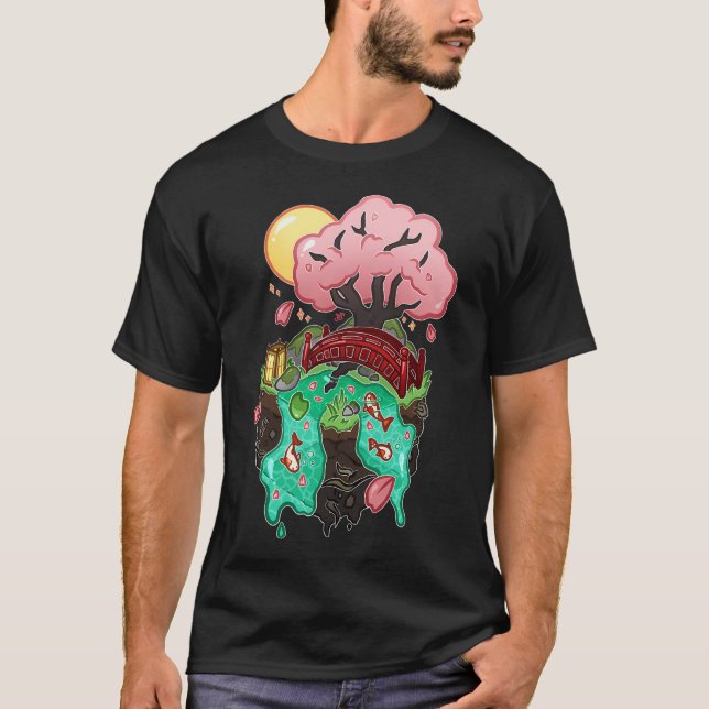 Camiseta Cubo do Jardim de Koi Japonês (Frente)
