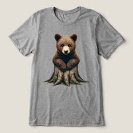 Camiseta Cubo do Urso Adorável Sentado na Bomba da Árvore