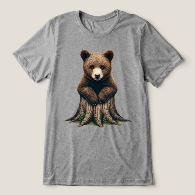 Camiseta Cubo do Urso Adorável Sentado na Bomba da Árvore (Design frontal)